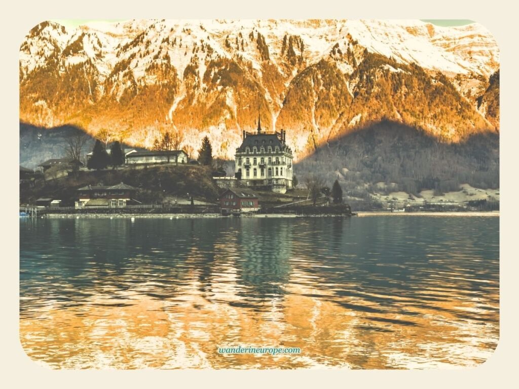 6-Day Switzerland Itinerary: Exploring The Canton of Bern 71 Lake Brienz with a calm surface reflecting Seeburg Castle, Day 6 Switzerland Itinerary