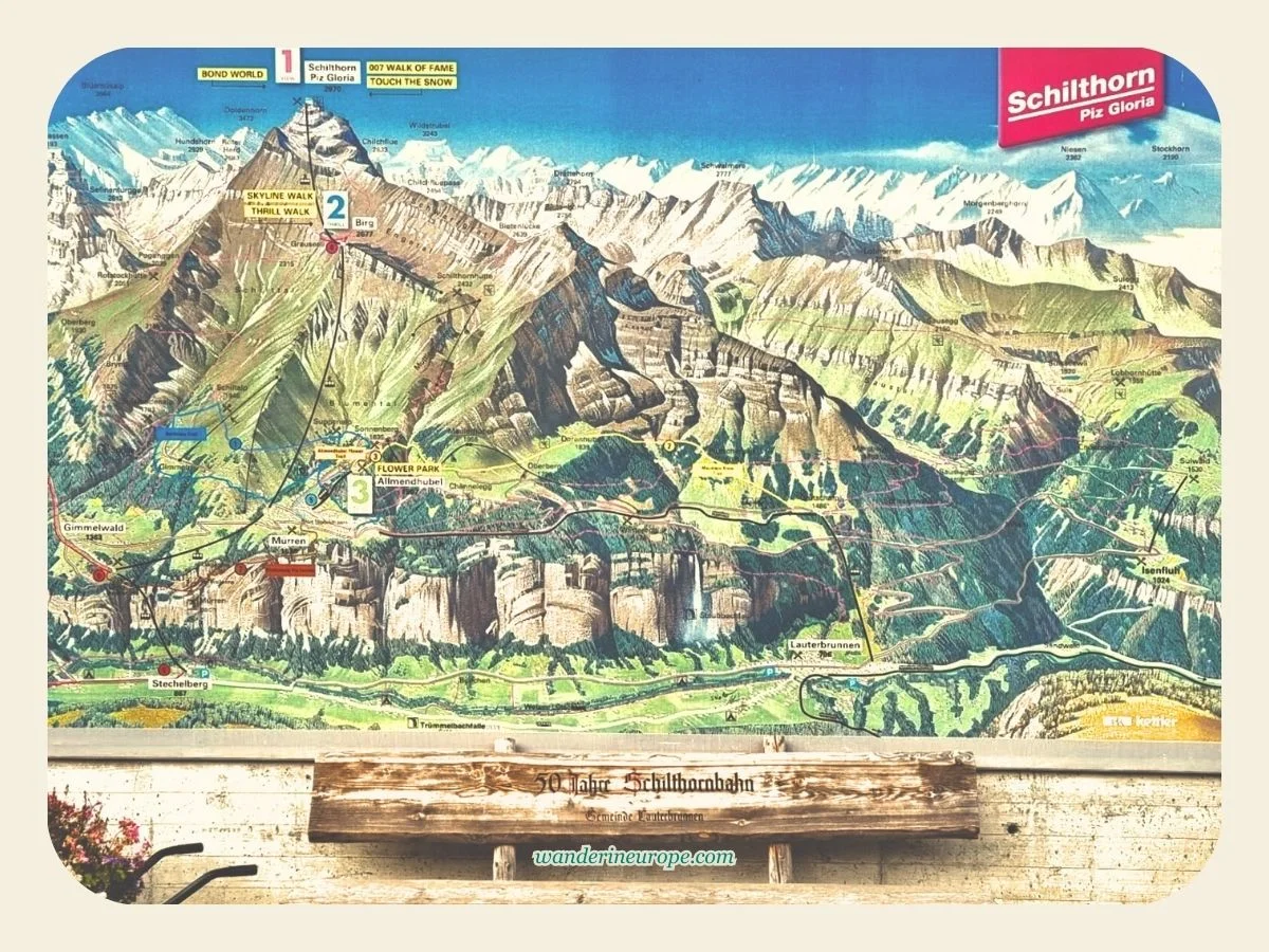 Location of Murren in Lauterbrunnen (Map), Switzerland