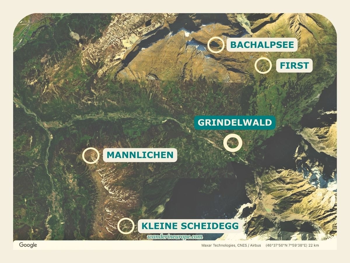 Map of the free things to do in Grindelwald, Jungfrau Region, Switzerland