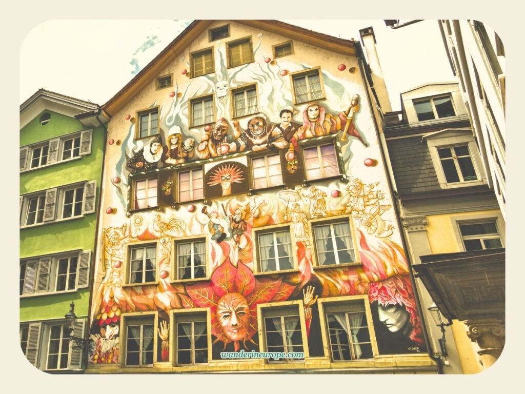 10 Beautiful Things That Makes Lucerne so Lovely & Charming 23 Most bizarre mural in old town located in Sternenplatz, Lucerne, Switzerland