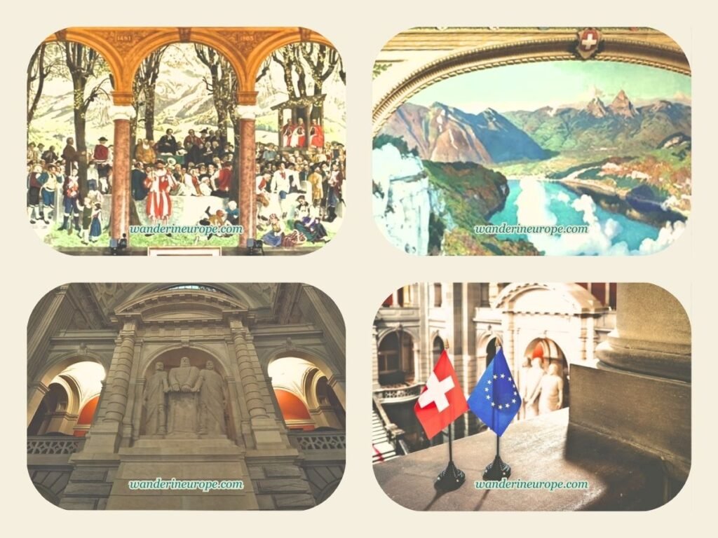 Visiting Bundeshaus In Bern: What To See Inside and Outside 12 Murals and sculptures inside Bundeshaus in Bern, Switzerland