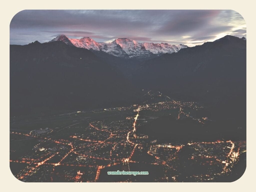 6-Day Switzerland Itinerary: Exploring The Canton of Bern 54 Night view of Interlaken from Harder Kulm, Day 4 Switzerland Itinerary