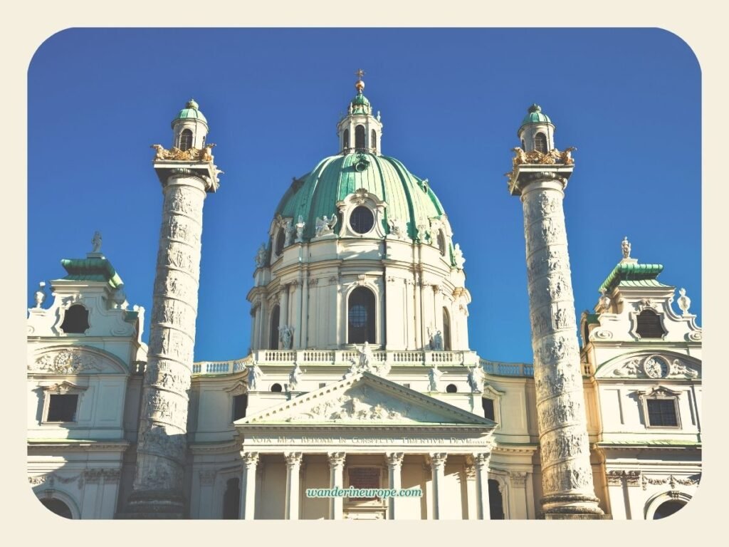 All You Need to Know Before You Visit Karlskirche in Vienna 5 Notice the different architectural styles of Karlskirche, from the dome to the tower and pagoda-style roof on the side, Vienna, Austria