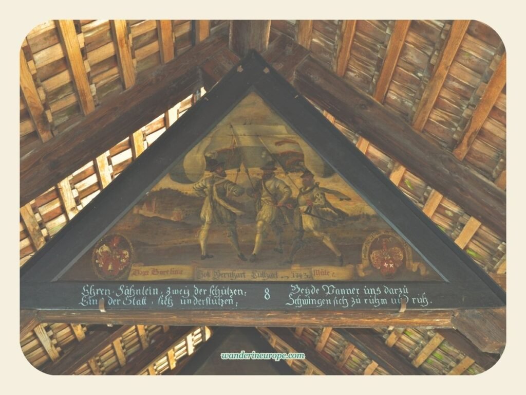 Visiting Chapel Bridge in Lucerne (Tips & Expectations) 20 One of the paintings on the roof of the Chapel Bridge in Lucerne, Switzerland
