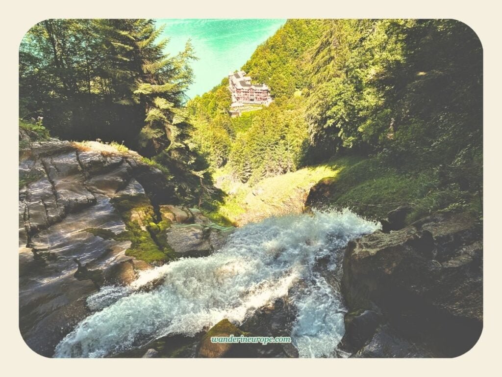 7 Things to Do in Lake Brienz with Tips and Visiting Info 16 Overlooking Grand Giessbach Hotel and Lake Brienz from the top of Giessbach Waterfall, Jungfrau Region, Switzerland