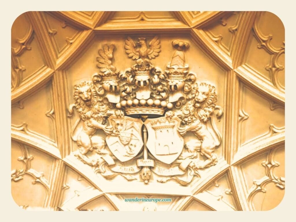 A Guide in Visiting Oberhofen Castle (Expectations + Tips) 18 Remarkable stucco work on the ceiling (center) of the dining room in Oberhofen Castle, Switzerland