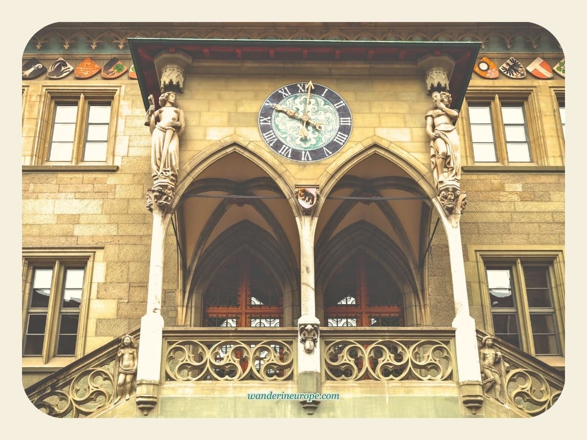 Bern 31 The gorgeous loggia and facade of the city hall of Bern in Bern, Switzerland