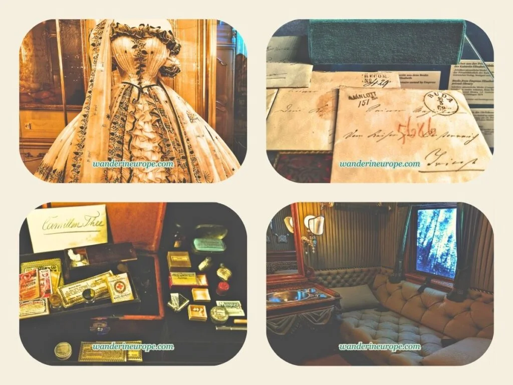 The Beautiful Sights and Experiences in Hofburg, Vienna 13 The gown, letters, couch, and other things owned by Empress Elisabeth inside Sisi Museum, Hofburg, Vienna, Austria