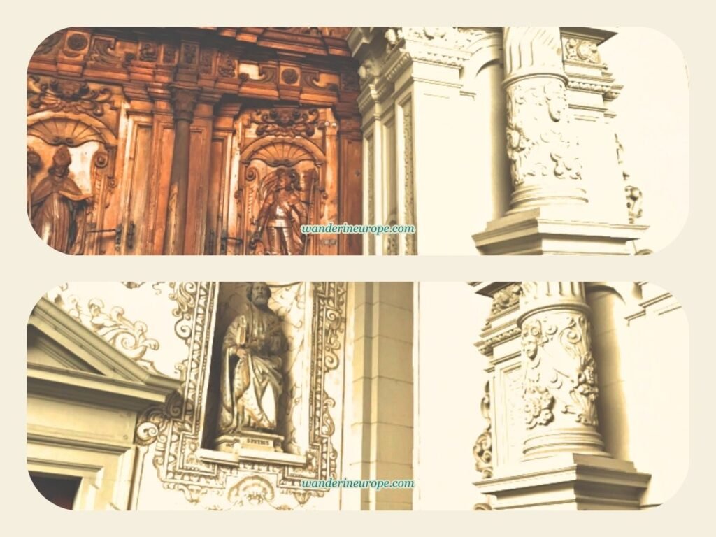 Visiting Hofkirche Lucerne (Why Go, Expectations, & Tips) 6 The intricate doors, columns, and frescoes of Church of St. Leodegar's entrance in Lucerne, Switzerland