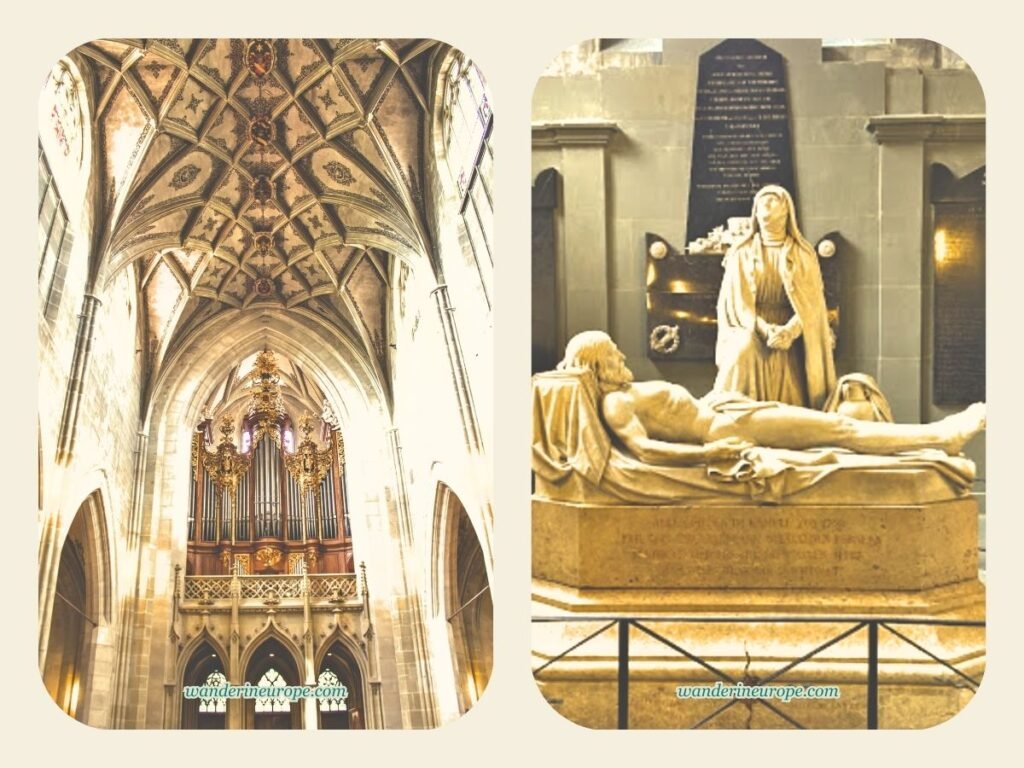 Visiting Bern Cathedral: Expectations, Tips, Things to See 11 The organ and the sculptures inside Bern Cathedral in Bern, Switzerland