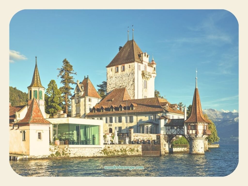 How to Spend One Day in Thun (an Easy Day Trip Itinerary) 33 The picture-perfect appearance of Oberhofen Castle from the castle’s dock in Lake Thun, Switzerland