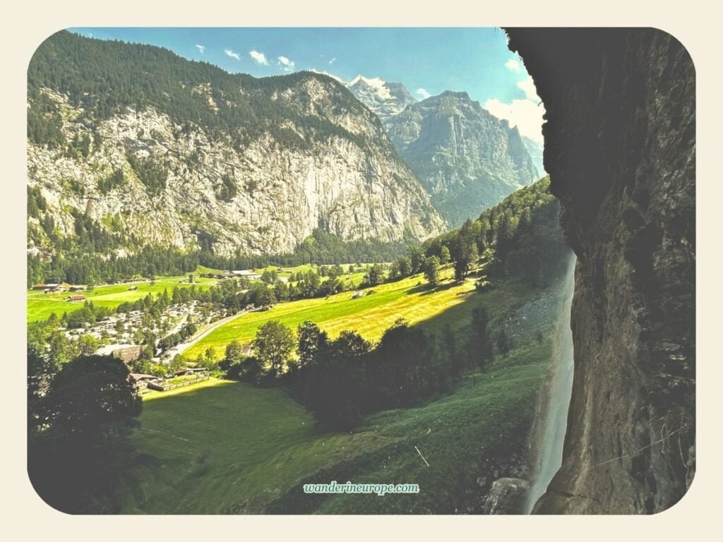 7 Lauterbrunnen Viewpoints & Photo Spots (With a Map) 20 View from Staubbach waterfall’s hiking trail in Lauterbrunnen, Switzerland