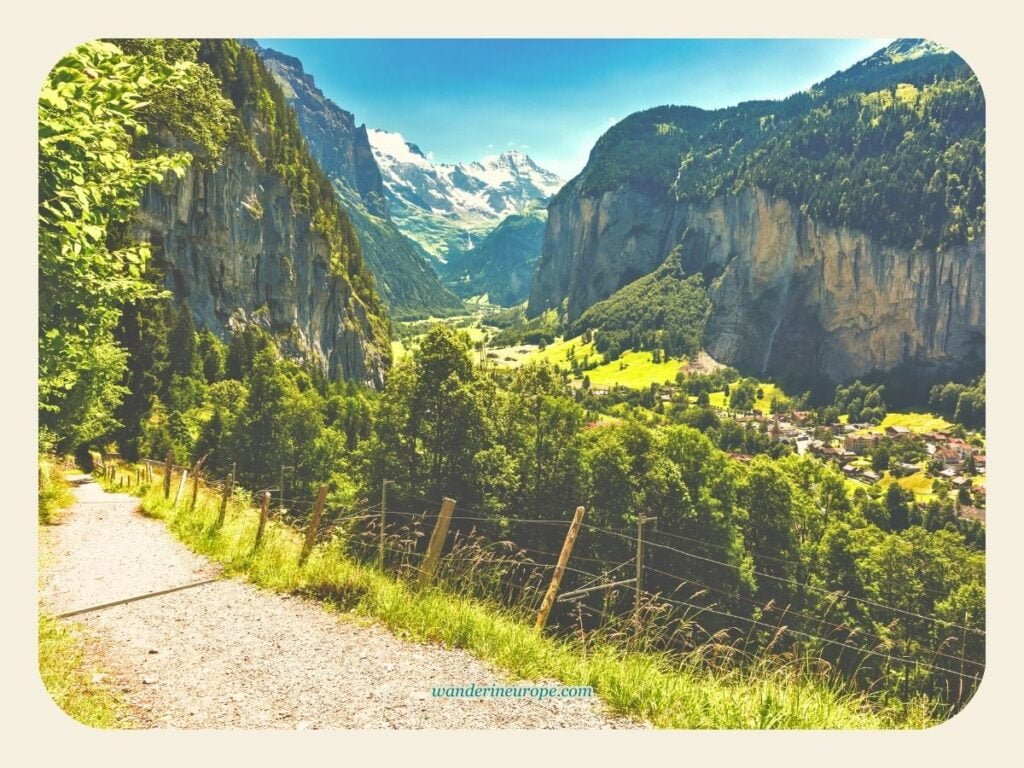 7 Lauterbrunnen Viewpoints & Photo Spots (With a Map) 32 View of Lauterbrunnen along the hiking trail linking Wengen and Lauterbrunnen, Switzerland