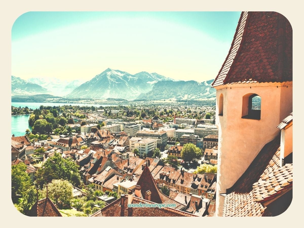 Thun 36 View of Mount Niesen (the pyramid mountain of Switzerland) from Thun Castle in Thun, Switzerland