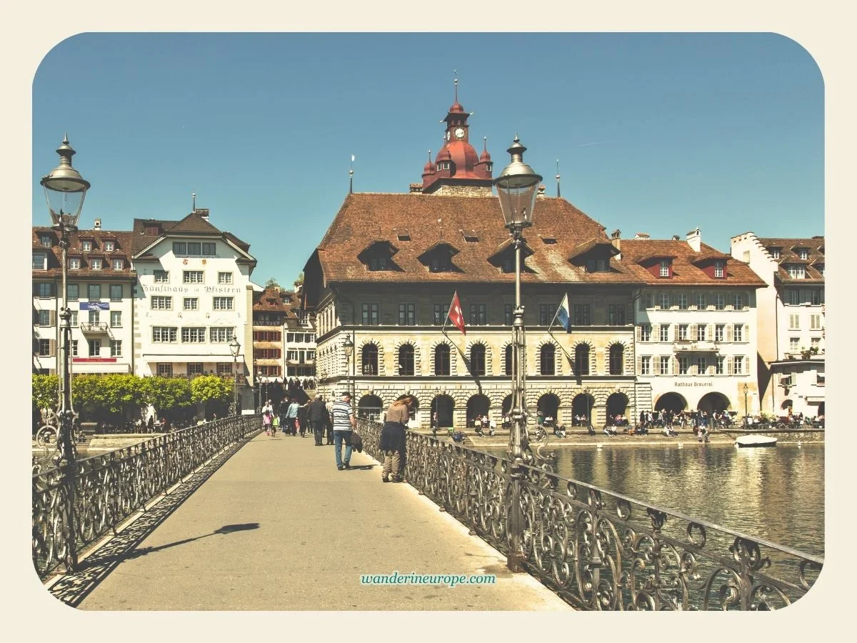 10 Notable Landmarks in Lucerne (Free to Visit Attractions) 12 View of Rathaus from Rathaussteg or Reuss River in Lucerne, Switzerland