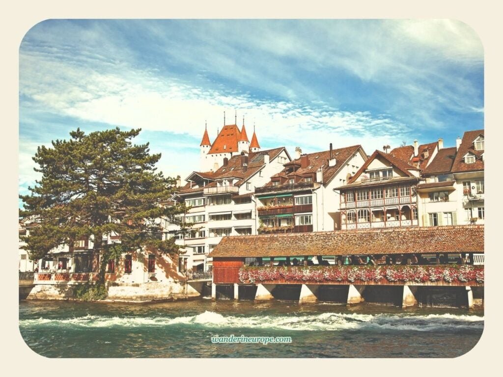 How to Spend One Day in Thun (an Easy Day Trip Itinerary) 19 View of Thun Old Town from Waisenhausplatz in Thun, Switzerland