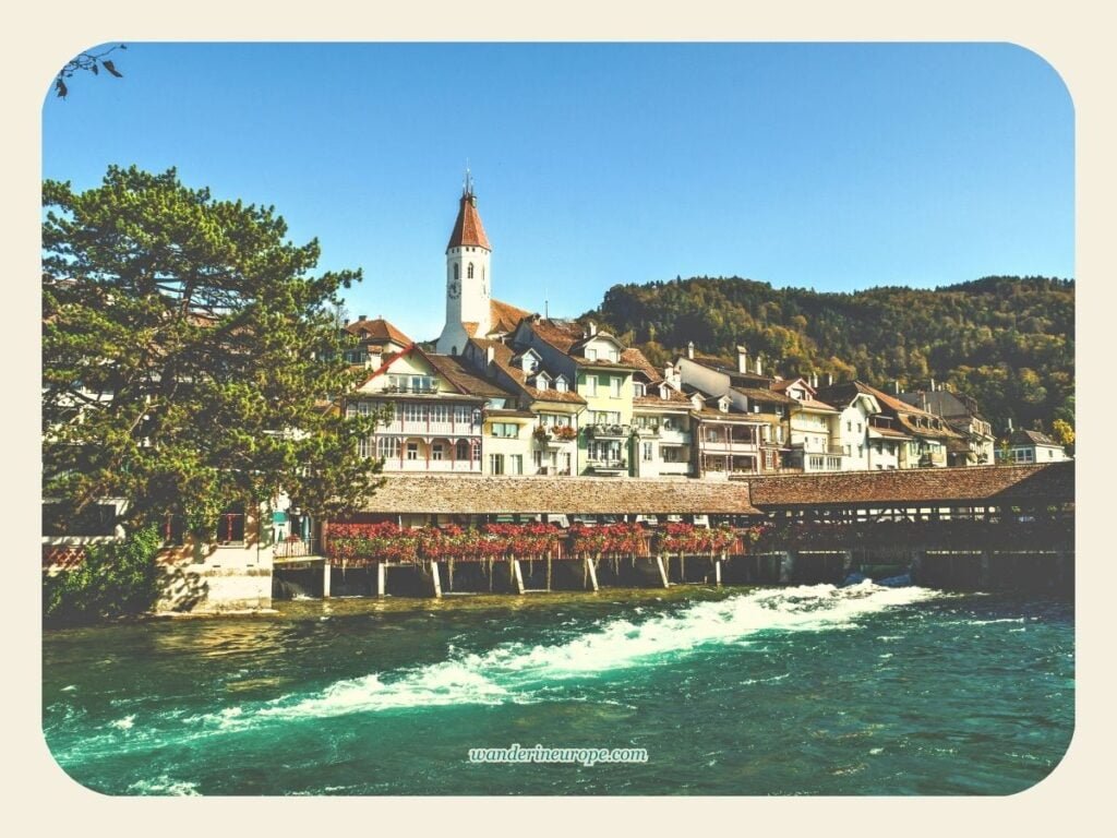 Thun Old Town DIY Walking Tour (with a Map, Route, and Tips) 49 View of Untere Schleuse Brucke from Waisenhausplatz in Thun, Switzerland
