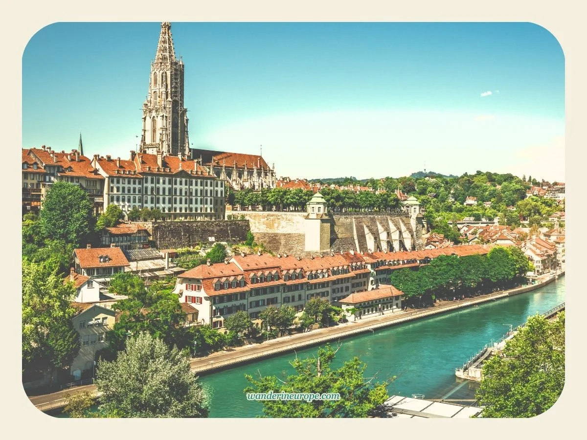 7 Most Beautiful Views In Bern (With Google Maps Links) 13 View of the River Aare and Bern Cathedral from Kirchenfeldbrücke in Bern, Switzerland