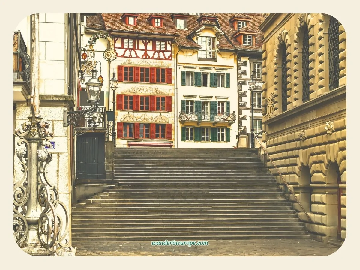 Unique Experiences in Lucerne & Lucerne's Unique Attractions 18 View of the houses on Kornmarkt in Lucerne, Switzerland
