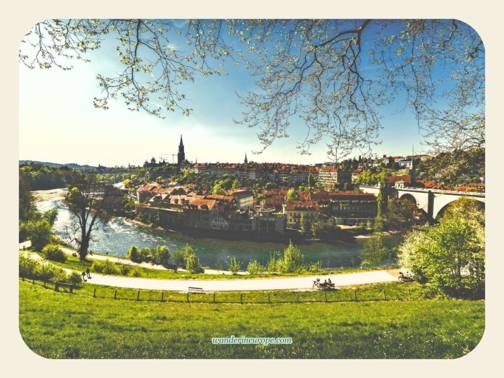 One Day In Bern Itinerary (Visit Landmarks & Scenic Spots) 59 View of the old city of Bern from BärenPark in Bern, Switzerland