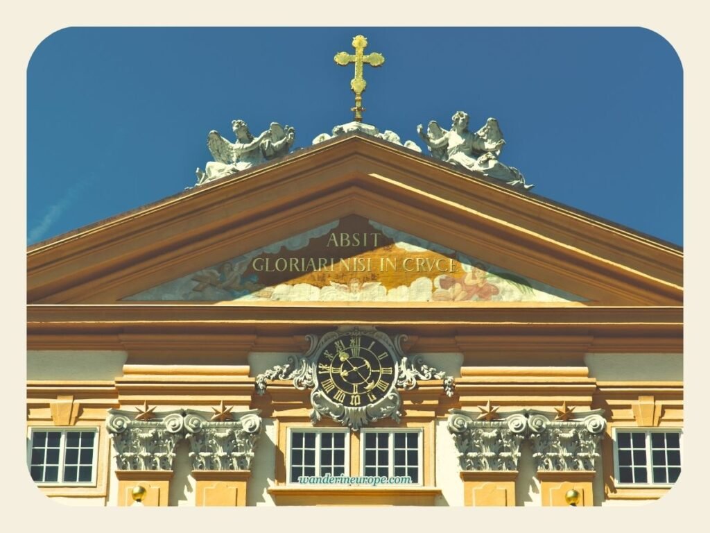 A Guide to Melk Abbey (a Beautiful Day Trip from Vienna) 9 Artworks on the gables of the buildings of Melk Abbey, a worth visiting place from Vienna, Austria