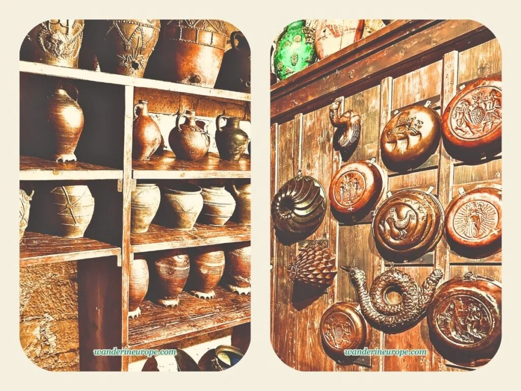 Different artifacts exhibited inside Kreuzenstein Castle, near Vienna, Austria