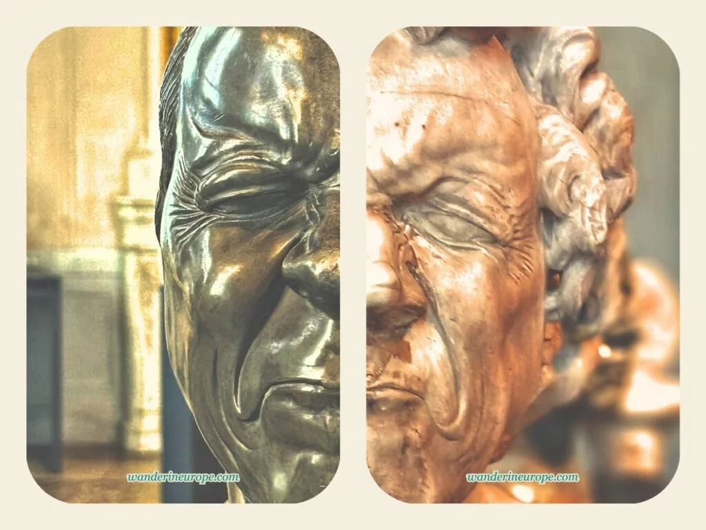 Guess the facial expression of these two Character Heads in the Upper Belvedere Palace, Vienna, Austria