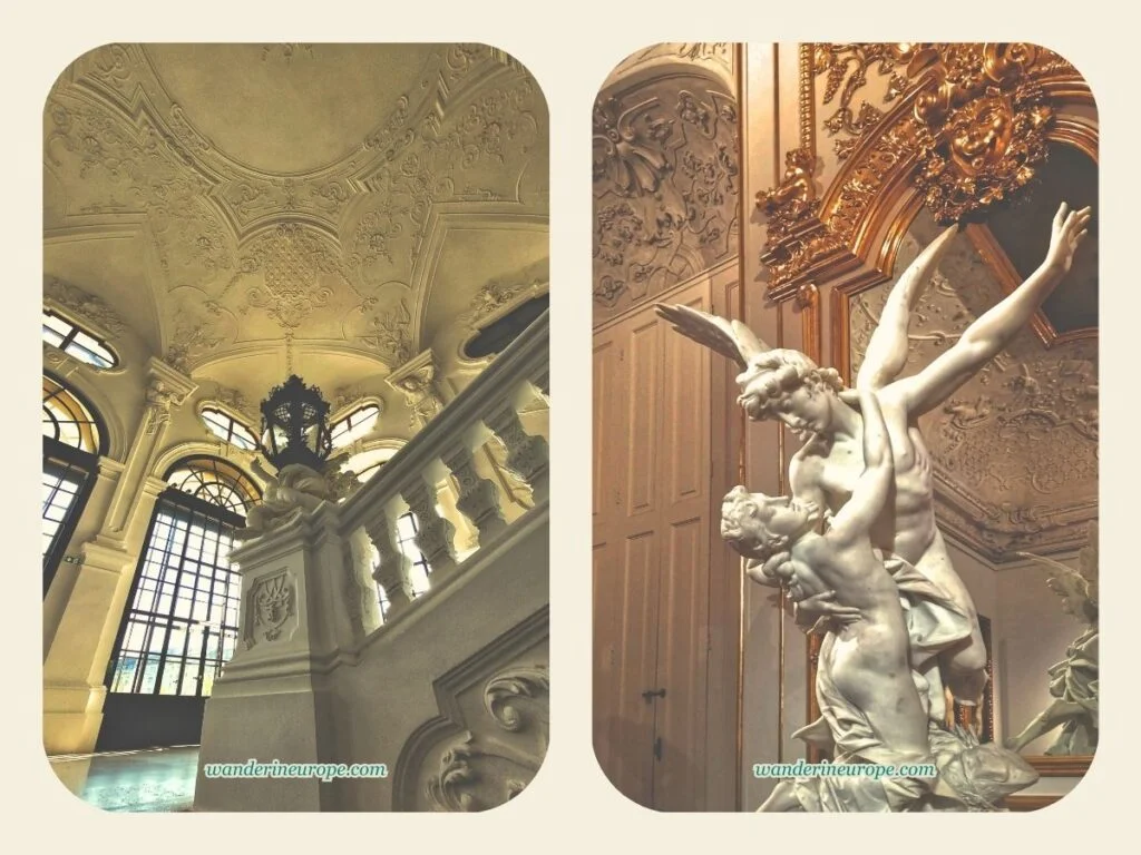 Inside the beautiful rooms of Belvedere Palace, Vienna, Austria