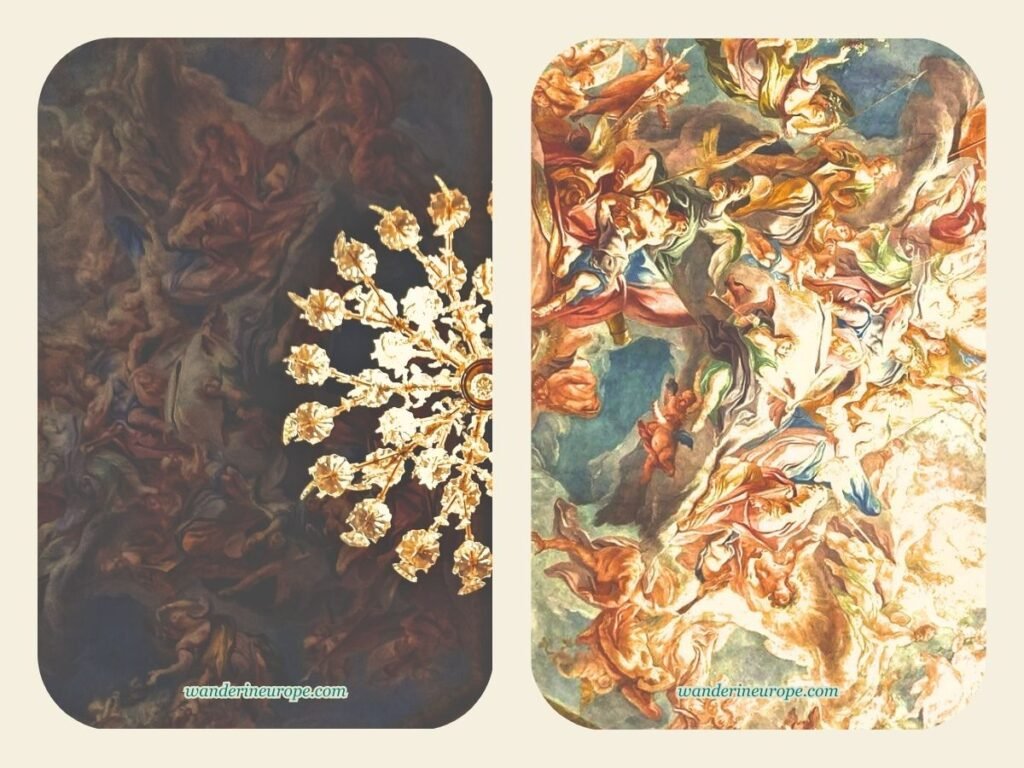 A Guide to Vienna’s Belvedere Palace and to Its Top Artworks 40 Let there be light — the frescoes and chandelier of the Marble Hall in the Upper Belvedere Palace, Vienna, Austria