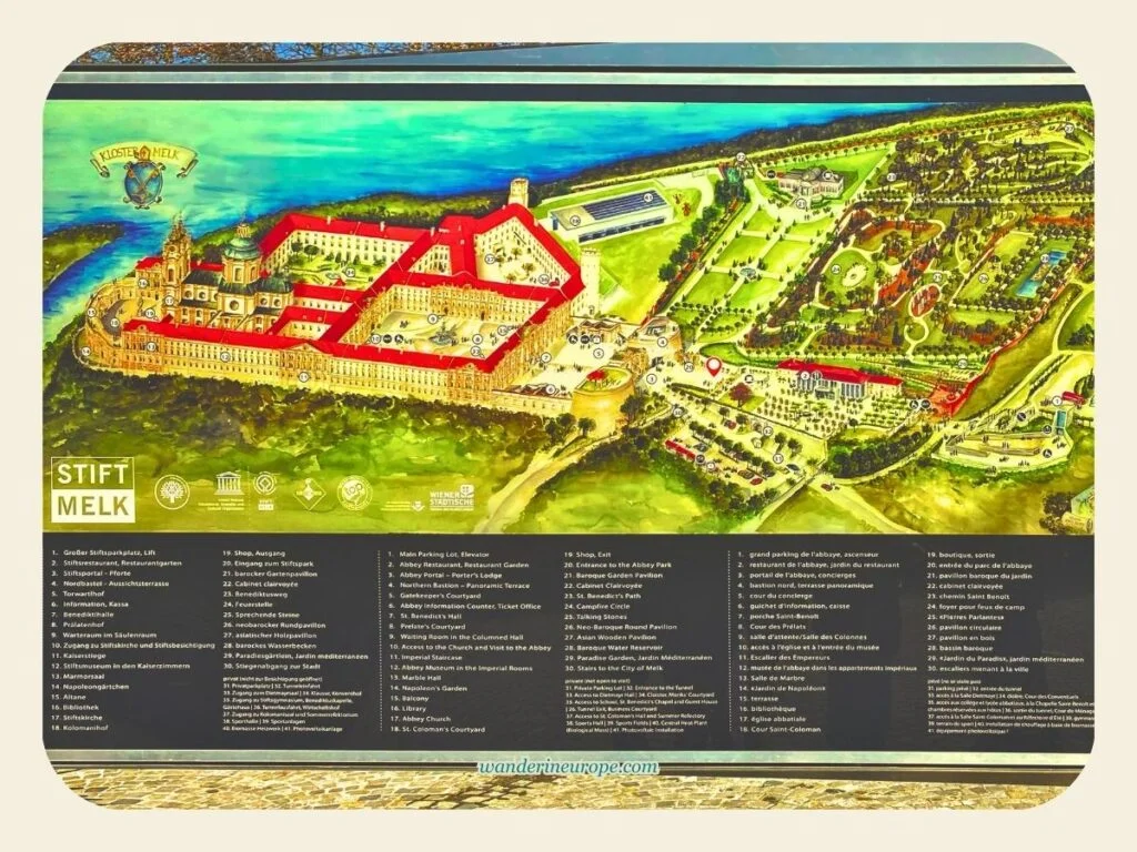A Guide to Melk Abbey (a Beautiful Day Trip from Vienna) 56 Map of Melk Abbey, a day trip from Vienna, Austria