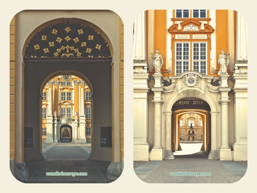A Guide to Melk Abbey (a Beautiful Day Trip from Vienna) 6 Portals and arches of Melk Abbey, a day trip from Vienna, Austria