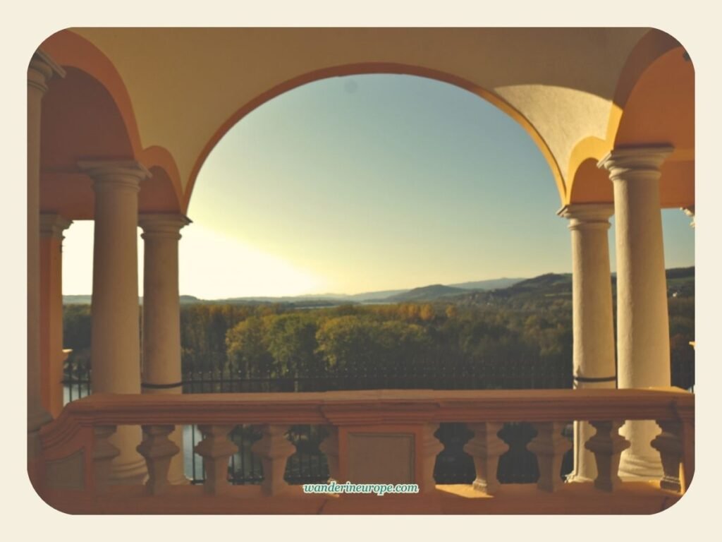 A Guide to Melk Abbey (a Beautiful Day Trip from Vienna) 47 Scenic view from the lower balcony of Melk Abbey, a day trip from Vienna, Austria