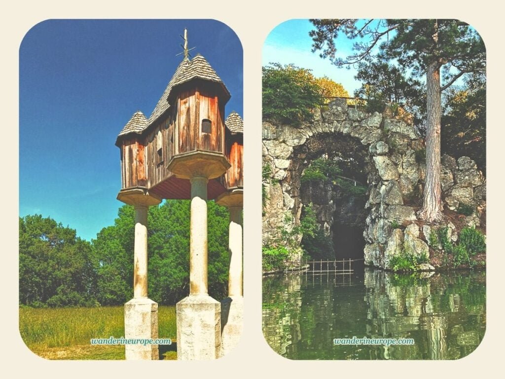 Visiting Laxenburg Castle Park (Easy Day Trip from Vienna) 31 Taubenschlag and the man-made gorge in the lake of Laxenburg Castle Park, near Vienna, Austria