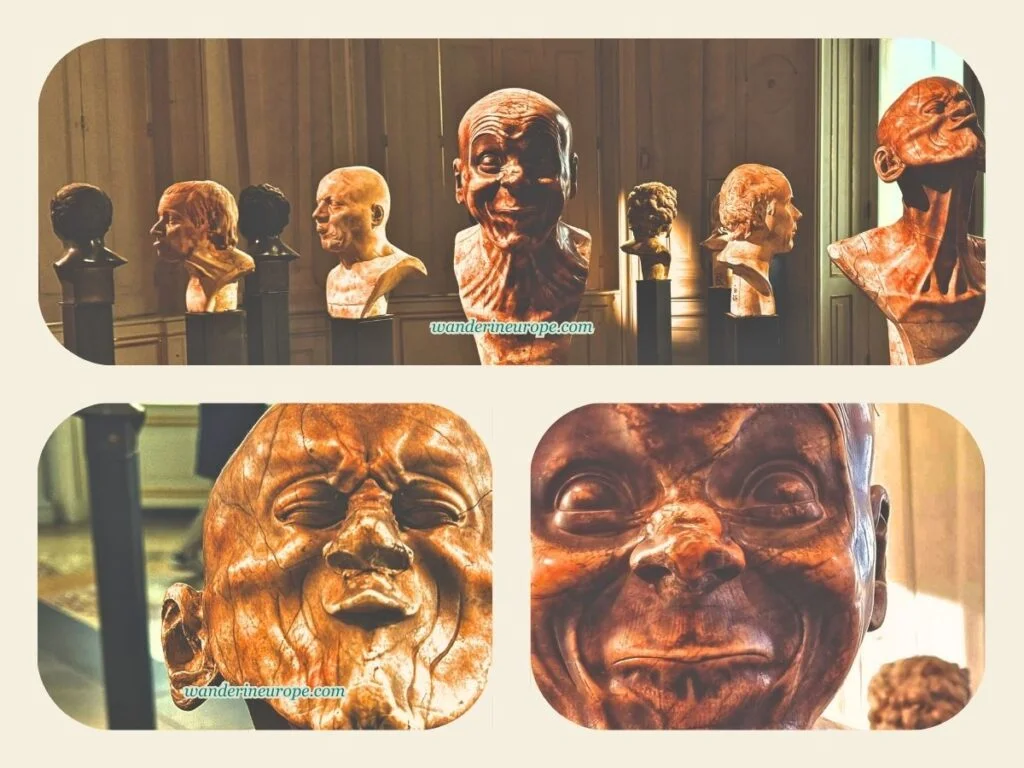 The Character Heads inside the Upper Belvedere Palace, Vienna, Austria