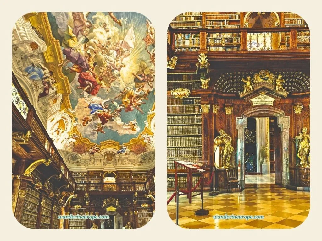 A Guide to Melk Abbey (a Beautiful Day Trip from Vienna) 27 The beautiful architecture of the library of Melk Abbey, a unique place to visit from Vienna, Austria