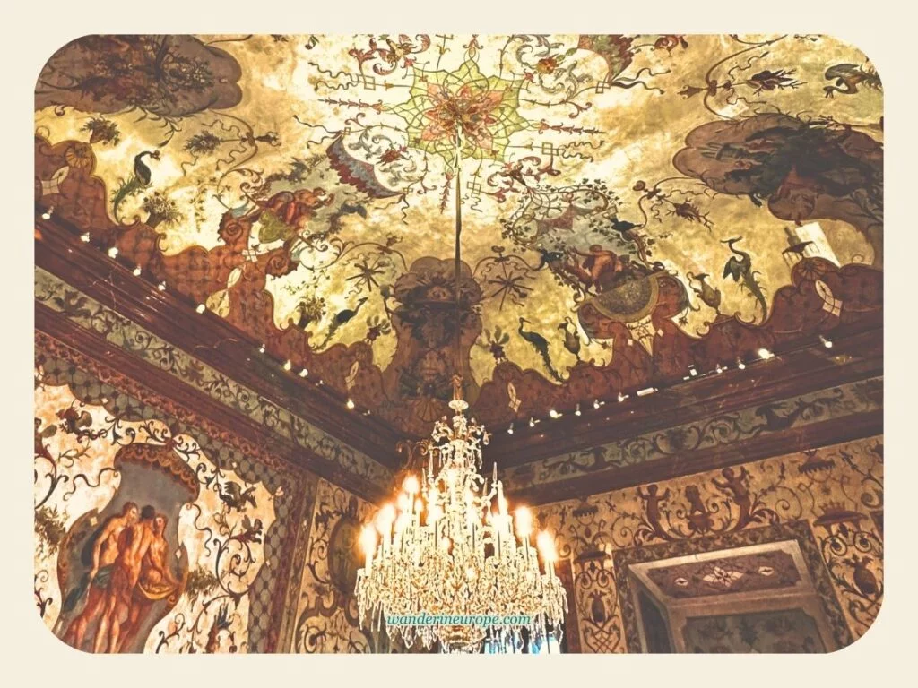 The intricate walls and ceilings of Grotesques Hall in the Lower Belvedere Palace, Vienna, Austria