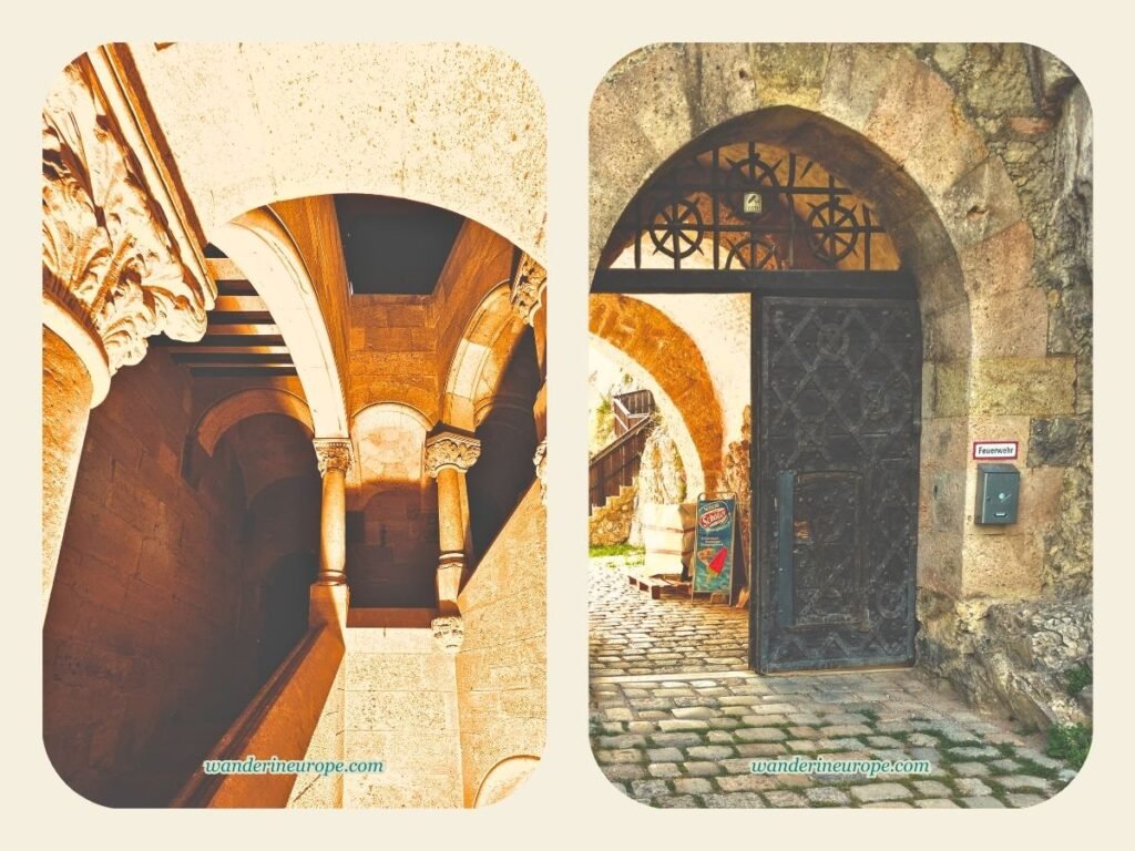 Liechtenstein Castle Near Vienna: Expectations, Photos, Tips 31 Tower staircase and rustic iron gate of Liechtenstein Castle, Vienna, Austria