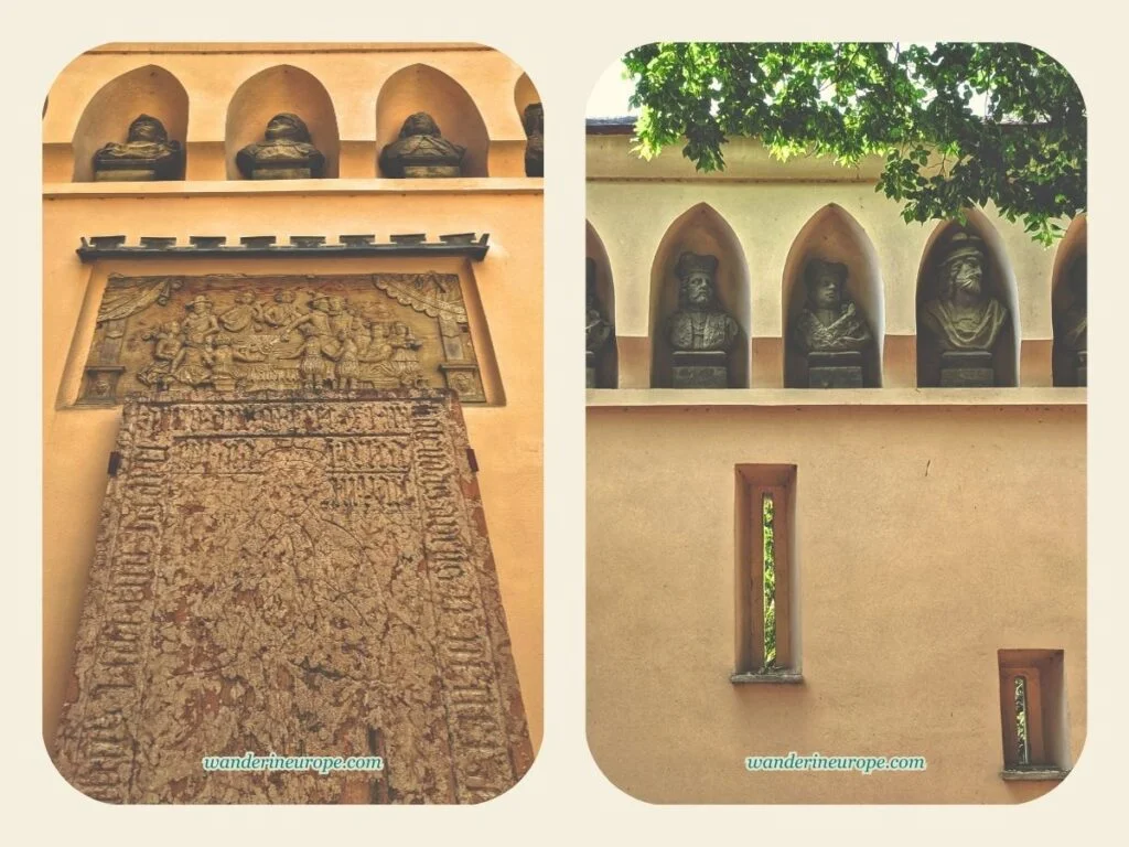 Visiting Laxenburg Castle Park (Easy Day Trip from Vienna) 13 Walls of Franzensburg decorated with sculptures and relief, Laxenburg Castle Park, near Vienna, Austria