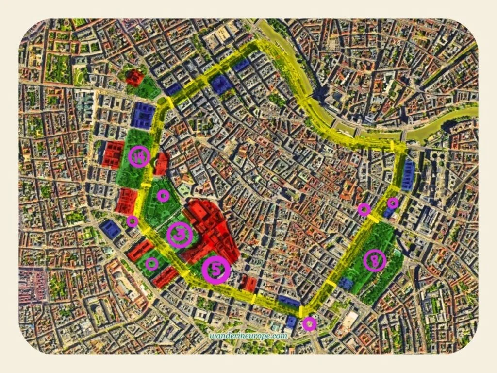 Self-Guided Vienna Ringstrasse Walking Tour with Map & Route 18 All attractions along Ringstrasse, Map of Vienna, Austria