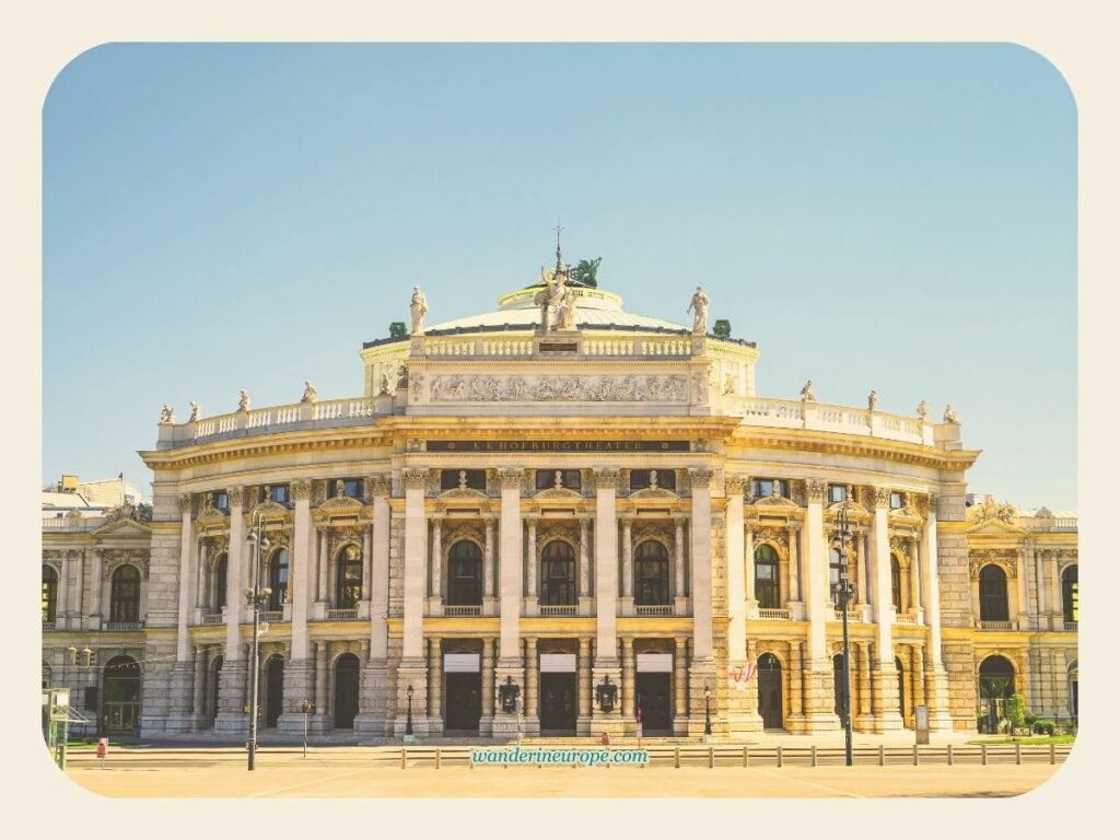 Self-Guided Vienna Ringstrasse Walking Tour with Map & Route 66 Facade of Burgtheater seen from Rathausplatz, Vienna, Austria