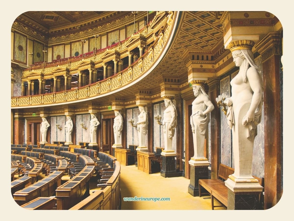 Vienna 40 Interiors of the Austrian Parliament Building, a majestic place along Ringstrasse, Vienna, Austria