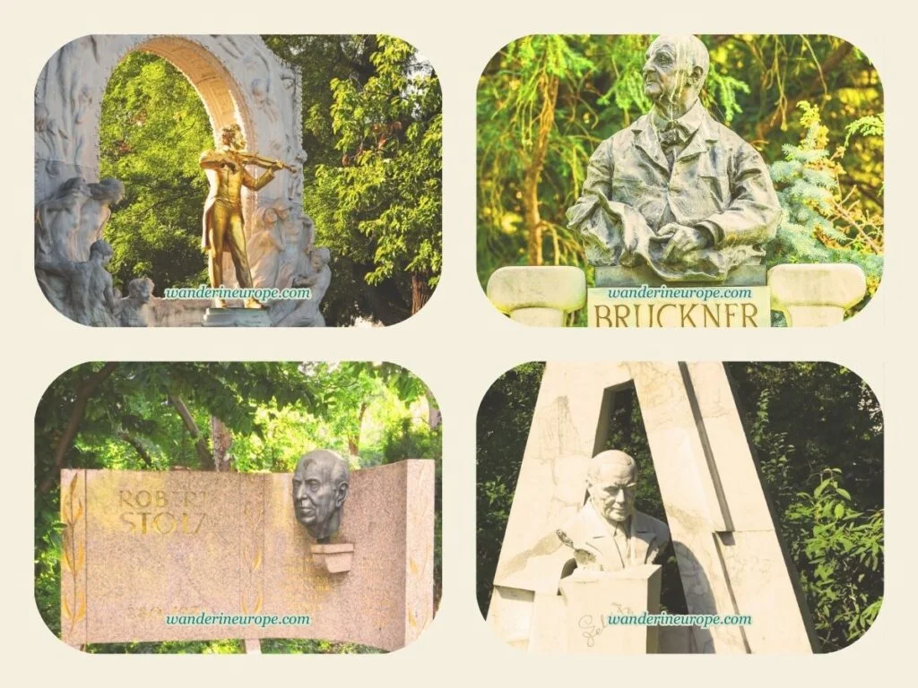 Self-Guided Vienna Ringstrasse Walking Tour with Map & Route 12 Some of the monuments which you can find in Stadtpark — a park along Ringstrasse, Vienna, Austria