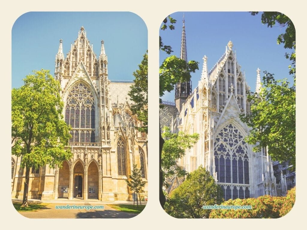 Self-Guided Vienna Ringstrasse Walking Tour with Map & Route 78 The elegant gothic church, Votivkirche, one of the architectural highlights of touring Ringstrasse, Vienna, Austria