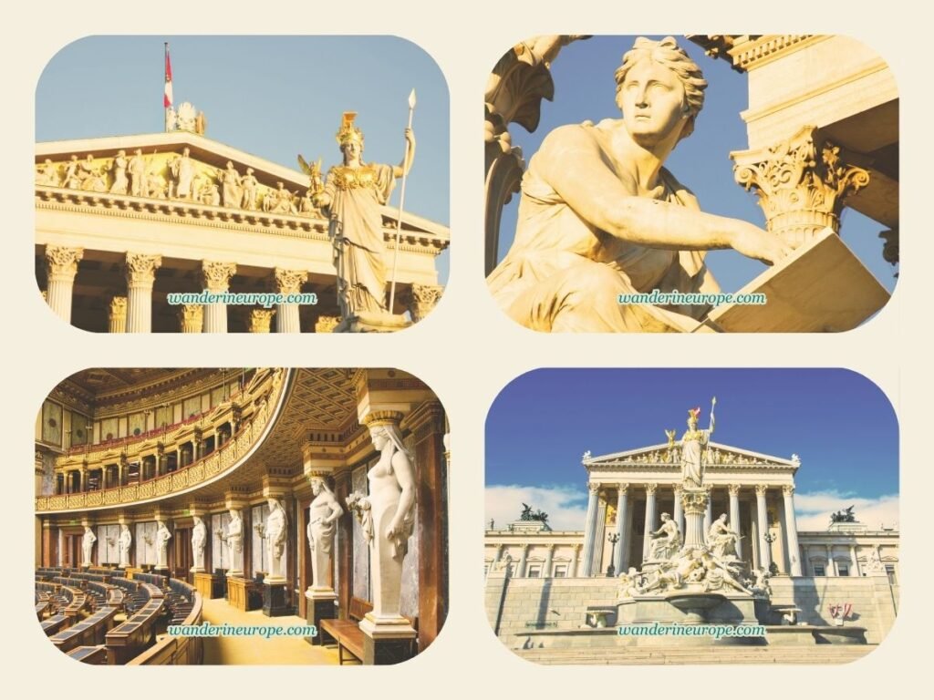 10 Architectural Marvels in Vienna + Tips for Your Visit 15 The parliament building's fountain and magnificent interiors, a remarkable architectural highlight of Vienna, Austria