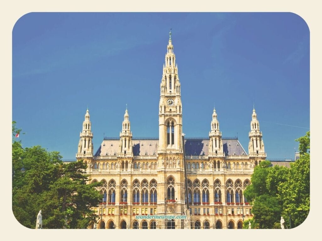 10 Architectural Marvels in Vienna + Tips for Your Visit 18 The view of Rathaus from Ringstrasse, an eye-catching landmark in Vienna, Austria