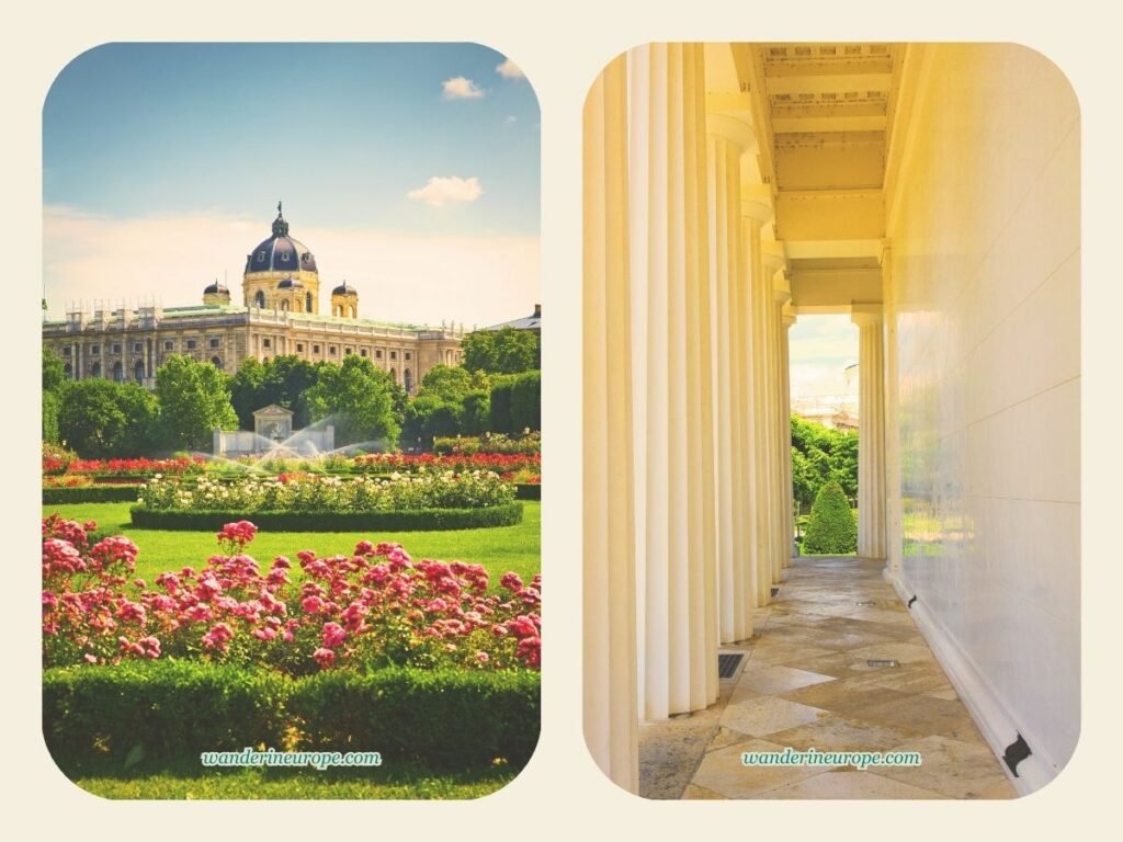 Self-Guided Vienna Ringstrasse Walking Tour with Map & Route 50 Two of the most picturesque scenes in Volksgarten, one of the gardens along Ringstrasse, Vienna, Austria