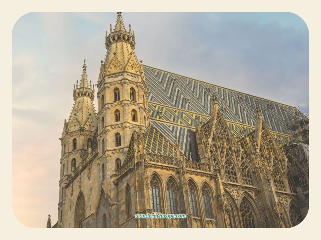 Vienna One-Day Budget Itinerary: Sightseeing Top Attractions 22 Stephansdom with its unique colorful roof in Vienna, Austria