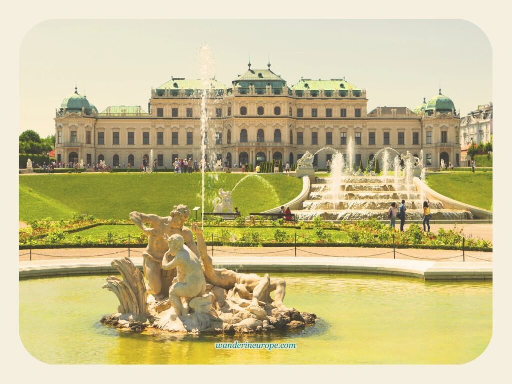 Vienna One-Day Budget Itinerary: Sightseeing Top Attractions 42 The beautiful fountains in the Baroque Garden and the Upper Belvedere Palace in Vienna, Austria