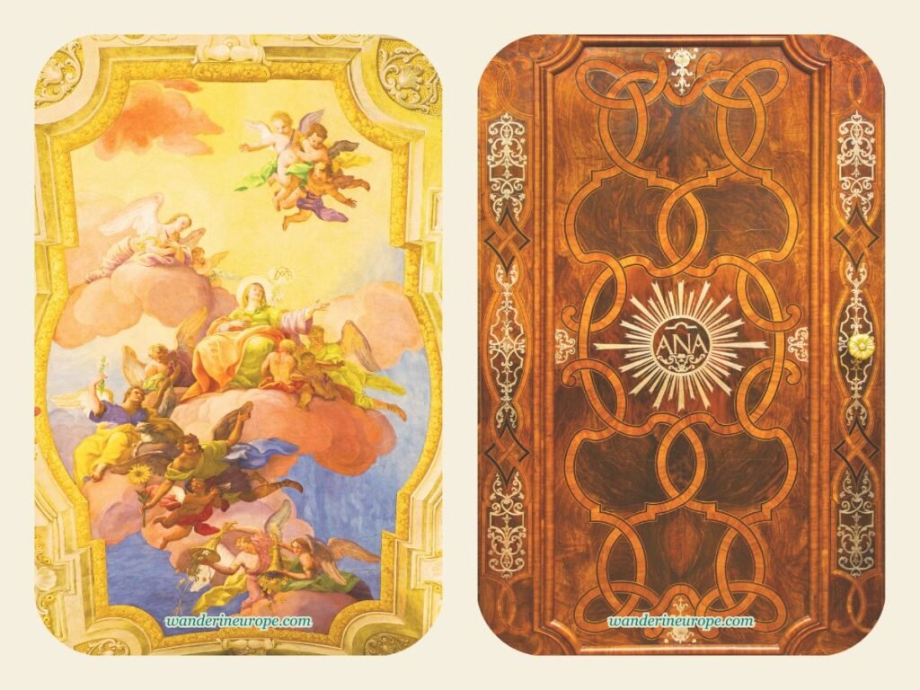 20 Beautiful Places in Vienna You Can Visit for FREE 42 The colorful murals and wood panels in Annakirche, a free place to visit in Vienna, Austria