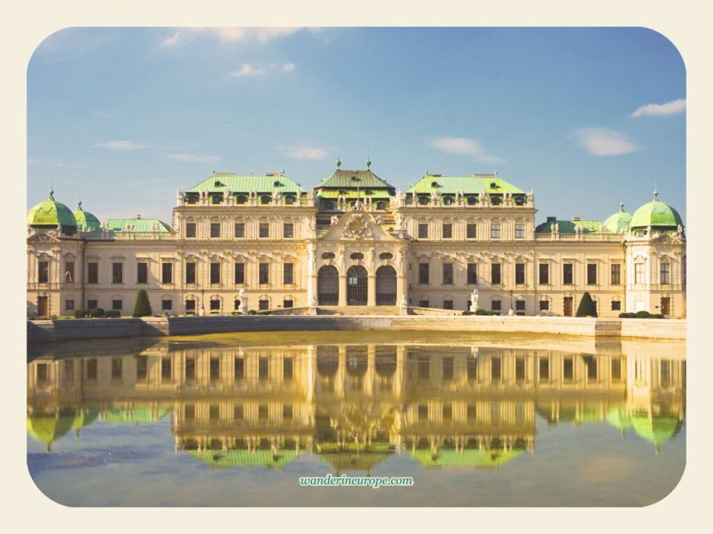 Vienna One-Day Budget Itinerary: Sightseeing Top Attractions 43 The view of the Upper Belvedere Palace with Große Bassin, Vienna, Austria